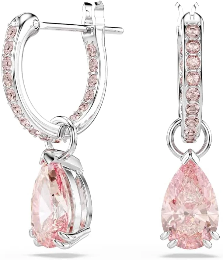 گوشواره آویز سواروسکی Attract، برش گلابی، صورتی، روکش رودیوم