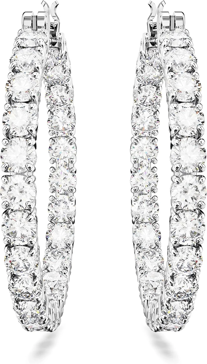 گوشواره حلقه ای سواروسکی مدل ماتریکس، کریستال روی پایه فلزی گوشواره حلقه ای سواروسکی مدل ماتریکس، کریستال روی پایه فلزی