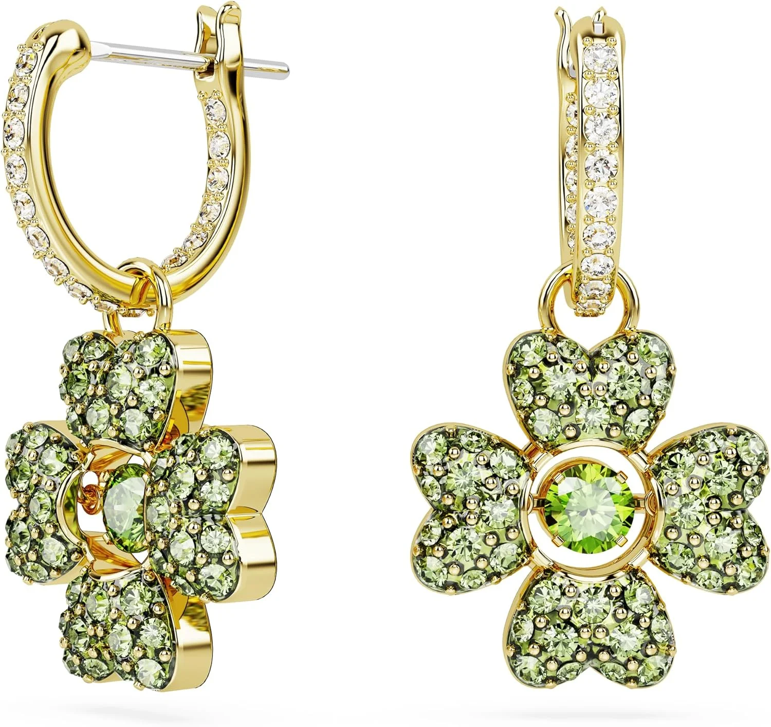 گوشواره آویز شبدر سواچ، ایدیلیا، سبز، با روکش طلایی