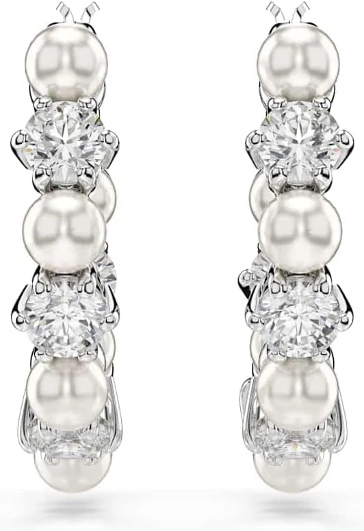 گوشواره آویز سواروسکی مدل ماتریکس، مروارید کریستالی، برش گرد، سفید، روکش رودیوم گوشواره آویز سواروسکی مدل ماتریکس، مروارید کریستالی، برش گرد، سفید، روکش رودیوم