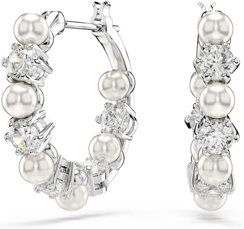 گوشواره آویز سواروسکی مدل ماتریکس، مروارید کریستالی، برش گرد، سفید، روکش رودیوم گوشواره آویز سواروسکی مدل ماتریکس، مروارید کریستالی، برش گرد، سفید، روکش رودیوم