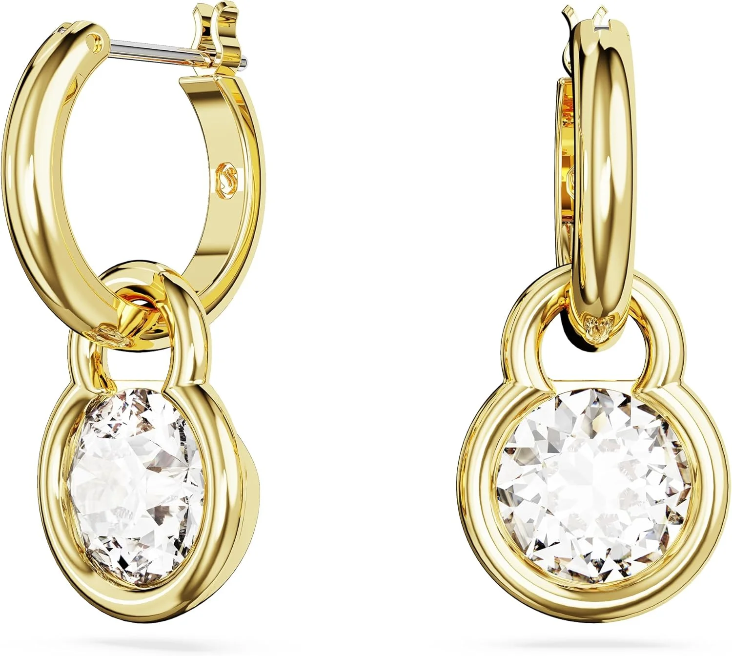 گوشواره آویز سواروسکی Dextera، برش گرد، سفید، با روکش طلایی