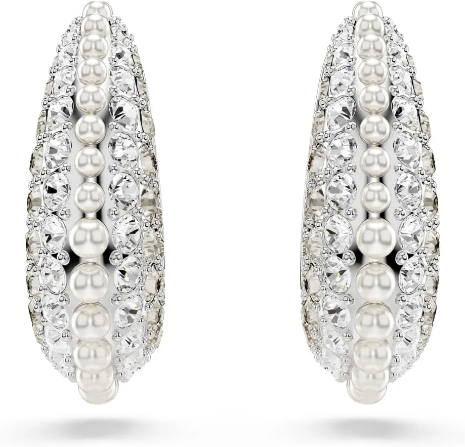 گوشواره آویز سواروسکی مدل Sublima، مروارید کریستالی، برش گرد، سفید، روکش رودیوم، یک سایز، روکش رودیوم، کریستال، مروارید کریستالی، بدون سنگ قیمتی