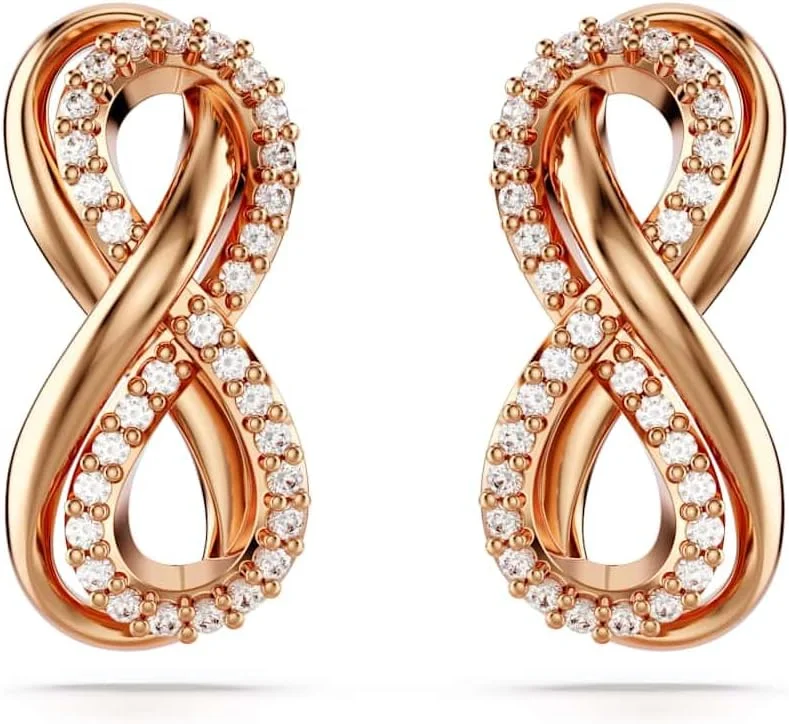 گوشواره های میخی سواروسکی هایپربولا، بی نهایت، سفید، با روکش طلایی رزگلد