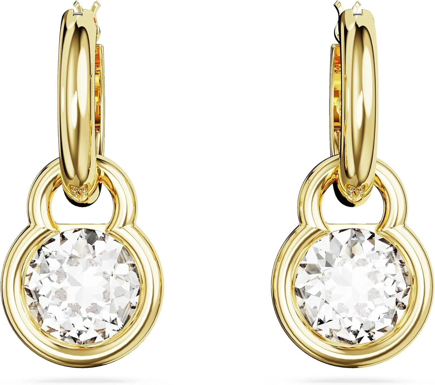 گوشواره آویز سواروسکی Dextera، برش گرد، سفید، با روکش طلایی