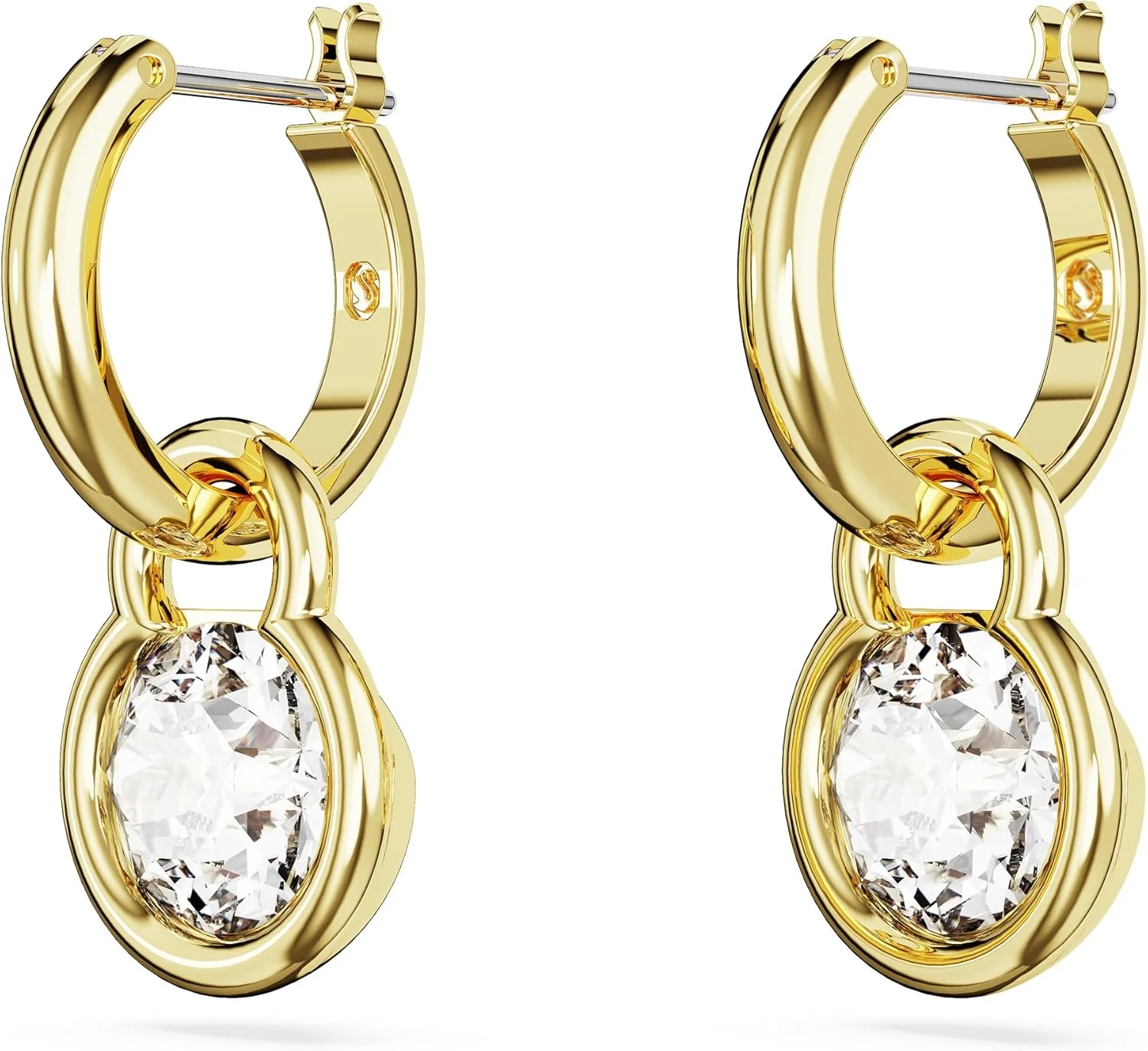 گوشواره آویز سواروسکی Dextera، برش گرد، سفید، با روکش طلایی