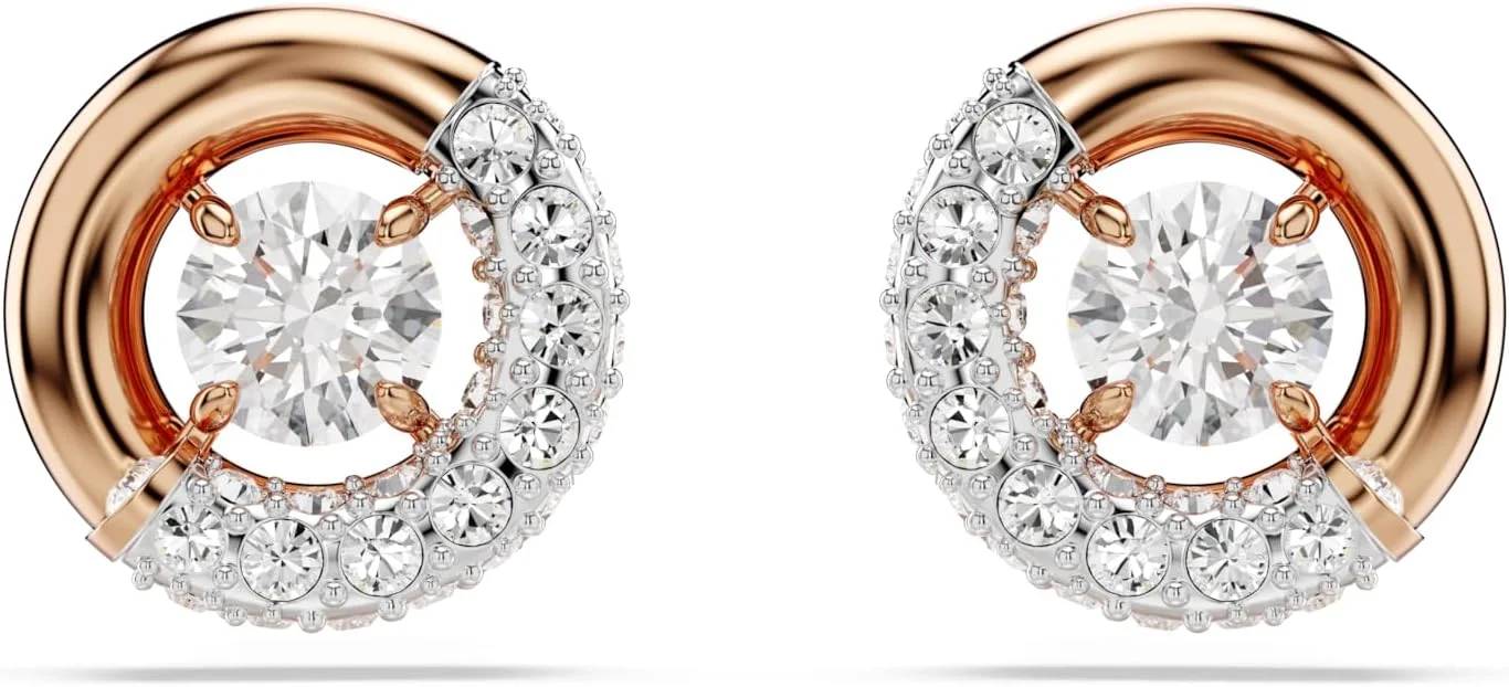 Swarovski Dextera pendant, Round cut, White, Rose gold-tone plated