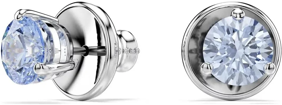 گوشواره های میخی تک نگین سواروسکی، برش گرد، آبی، روکش رودیوم گوشواره های میخی تک نگین سواروسکی، برش گرد، آبی، روکش رودیوم