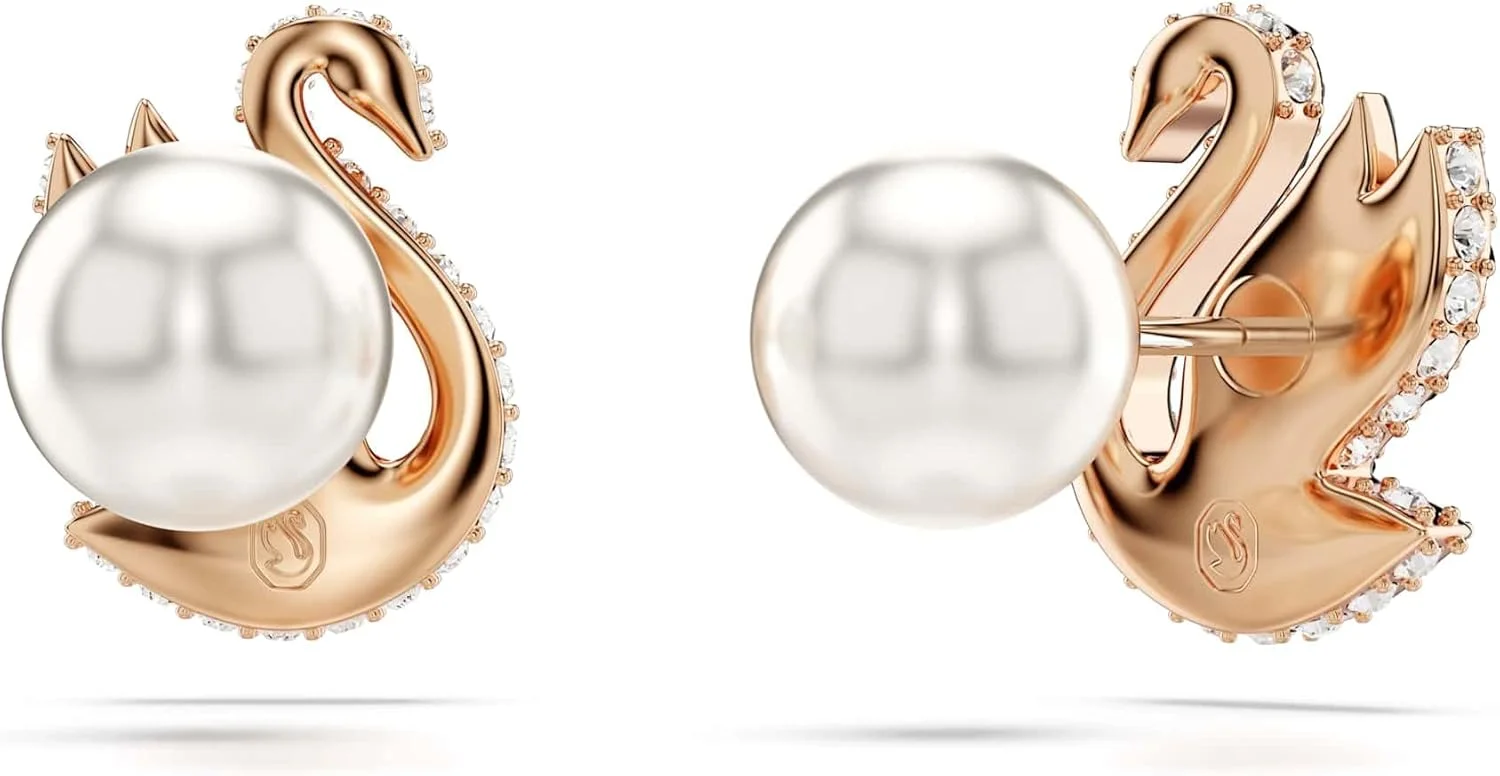 دستبند قو Swarovski، قو، مشکی، روکش طلایی رزگلد دستبند قو Swarovski، قو، مشکی، روکش طلایی رزگلد