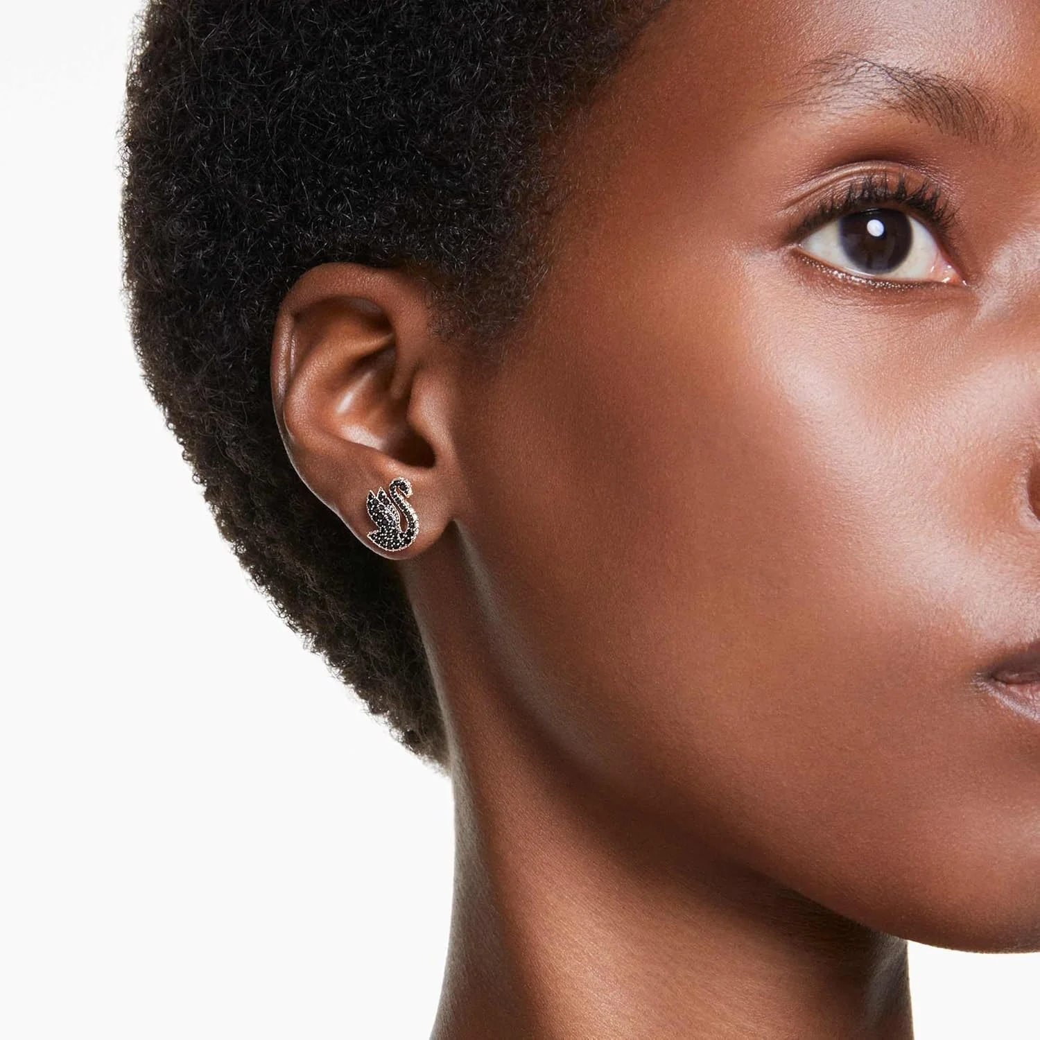 دستبند قو Swarovski، قو، مشکی، روکش طلایی رزگلد دستبند قو Swarovski، قو، مشکی، روکش طلایی رزگلد