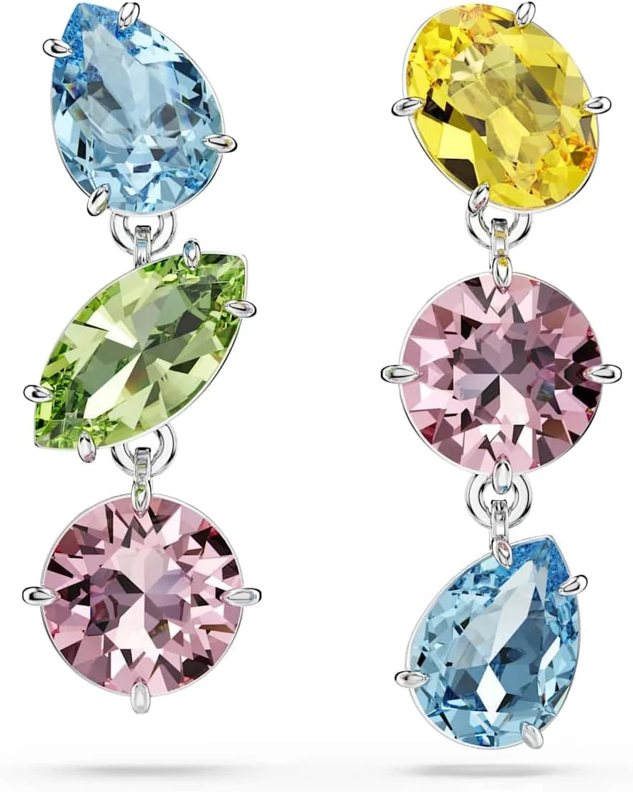 گوشواره های رودیوم اندود شده سواروسکی با کریستال های صورتی سواروسکی