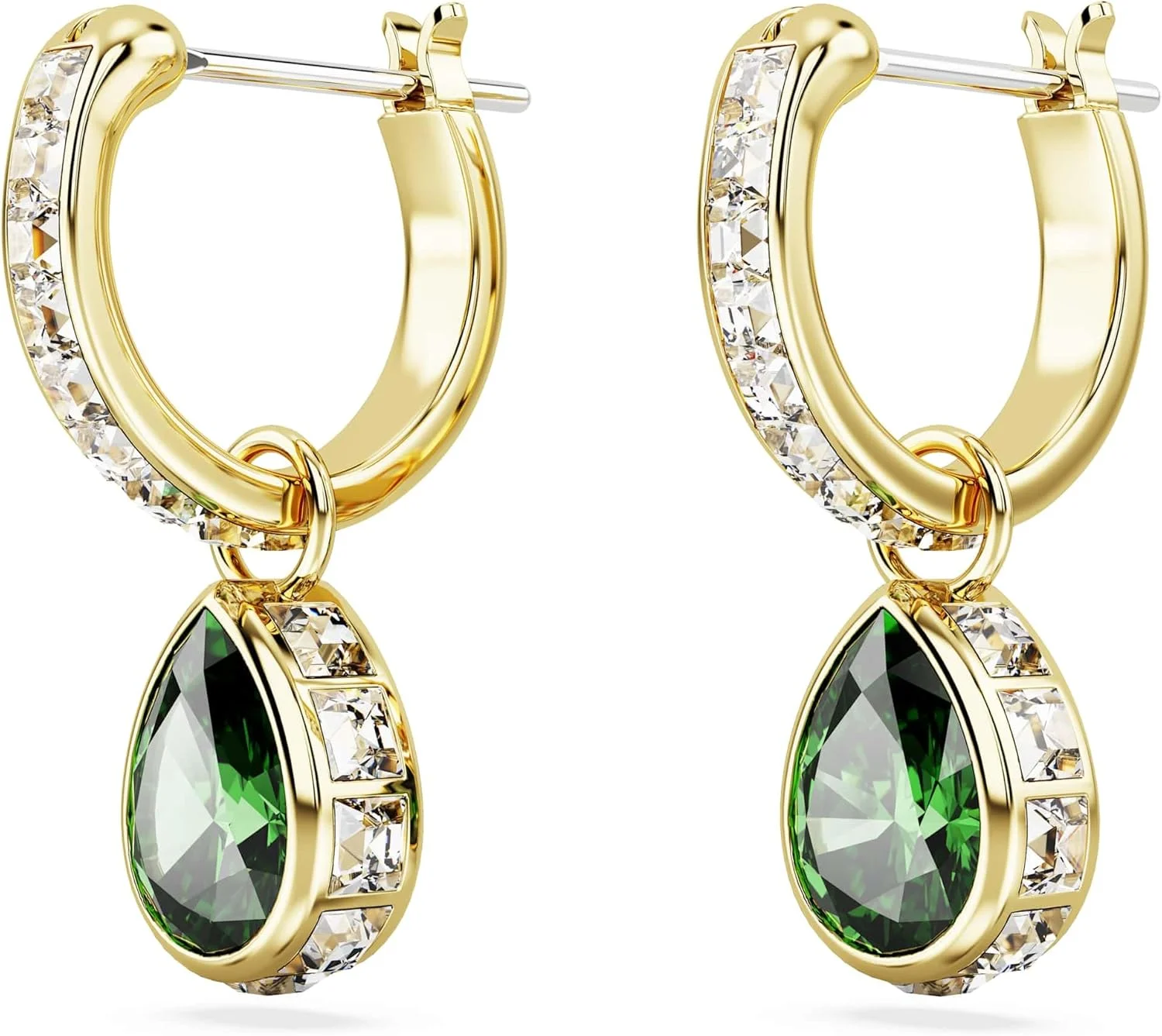 گوشواره های آویز استیلا سواروسکی، برش گلابی، سبز، با روکش طلایی گوشواره های آویز استیلا سواروسکی، برش گلابی، سبز، با روکش طلایی