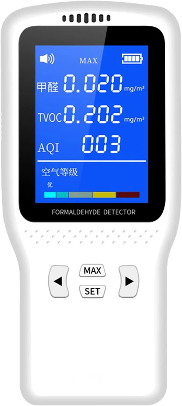 دستگاه تست کیفیت هوا قابل حمل Graflsoa با صفحه نمایش LED چند منظوره برای فرمالدهید، TVOC و بنزن مناسب برای خانه، خودرو، دفتر، هتل و فضای باز