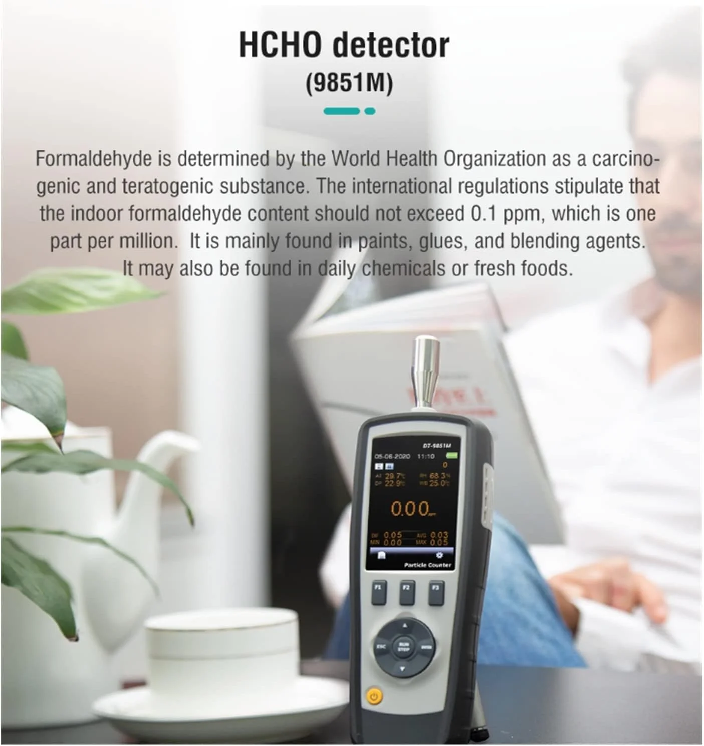 صفحه نمایش کیفیت هوا GHQERTY مدل DT-9850M، دستگاه حرفه ای قابل حمل برای شمارش ذرات PM0.3، PM2.5، PM10um مناسب برای لایت هاوس اتاق تمیز صفحه نمایش کیفیت هوا GHQERTY مدل DT-9850M، دستگاه حرفه ای قابل حمل برای شمارش ذرات PM0.3، PM2.5، PM10um مناسب برای لایت هاوس اتاق تمیز