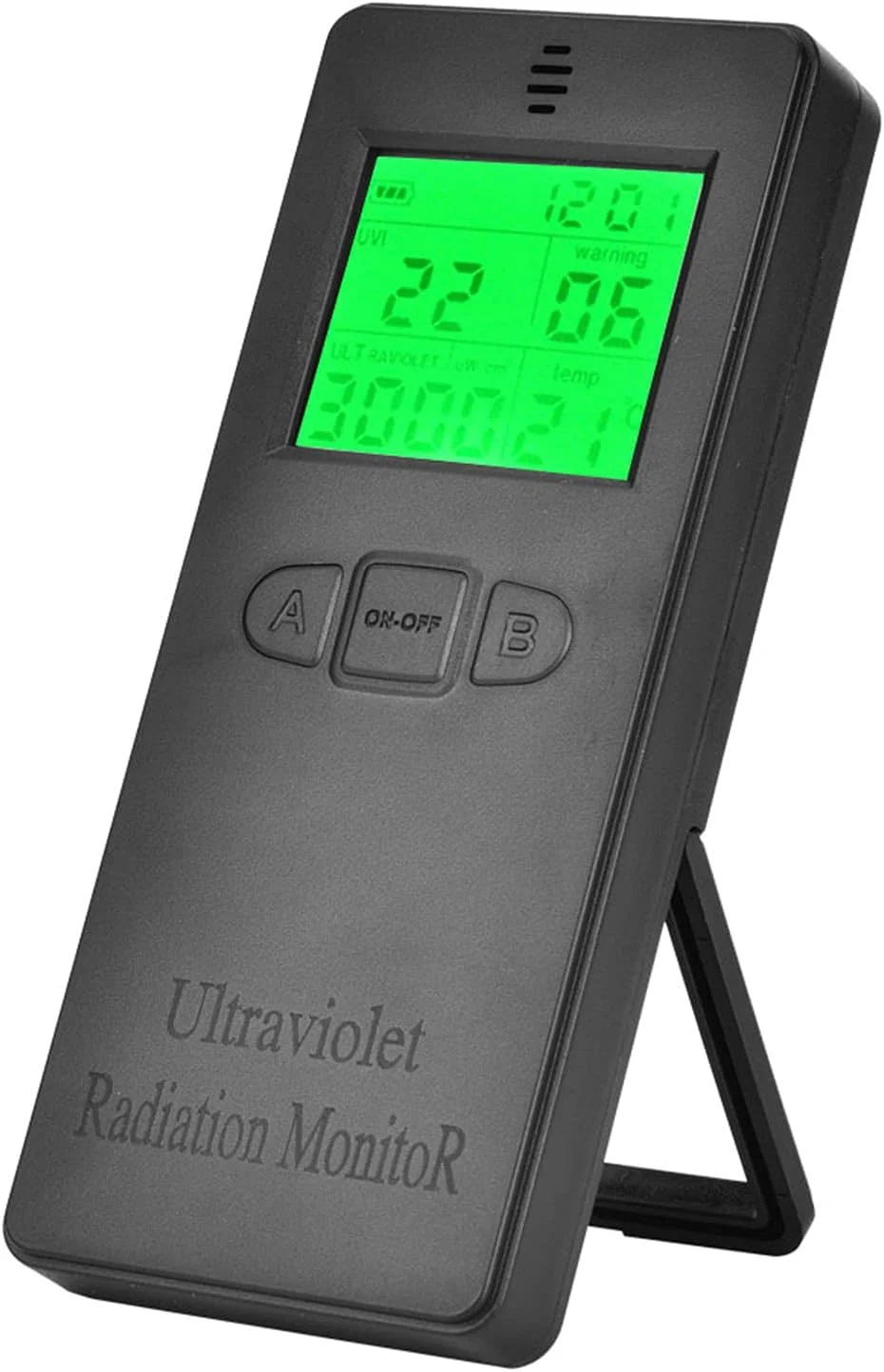 مانیتور اشعه ماوراء بنفش Gearwell، آشکارساز پرتو فرابنفش دیجیتال قابل حمل، سنسور شاخص UV دیجیتال دستی با نمایشگر دما برای اندازه گیری تشعشع و دما