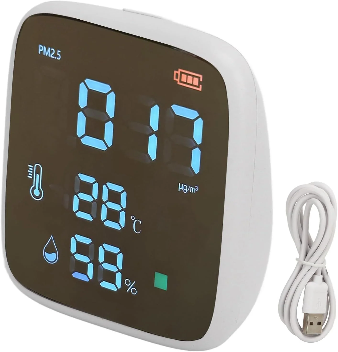 دستگاه سنجش کیفیت هوا Gearwell، سنجشگر PM2.5، حسگر هوشمند داخلی، تستر دما و رطوبت با آلارم برای خانه