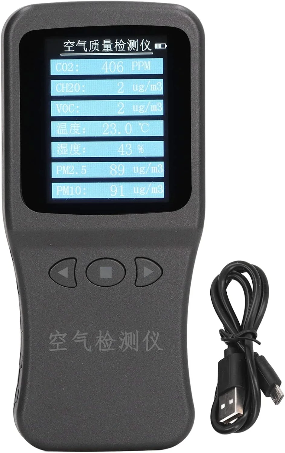 دستگاه سنجش کیفیت هوا گیرول 7 در 1، رطوبت و دما، PM2.5 PM10 VOC CH2O CO2 به همراه پایه نگهدارنده و باتری 3.7 ولت