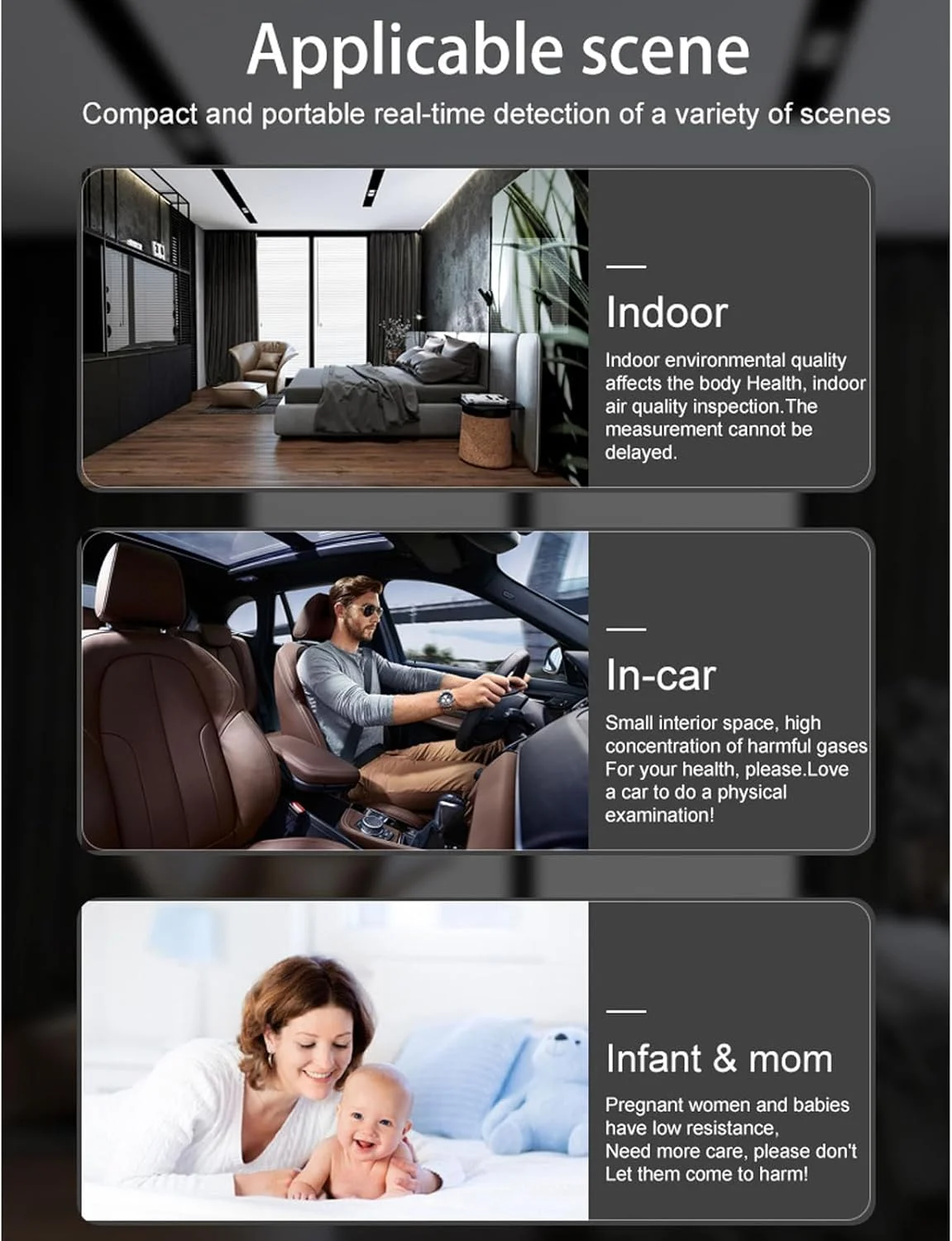 مانیتور کیفیت هوا Gearwell، ردیاب CO2 PM2.5 PM1.0 PM10، سنسور هوا با صفحه نمایش LCD، سنجش آلودگی هوای داخل خانه با نمایش زمان، نسخه انگلیسی