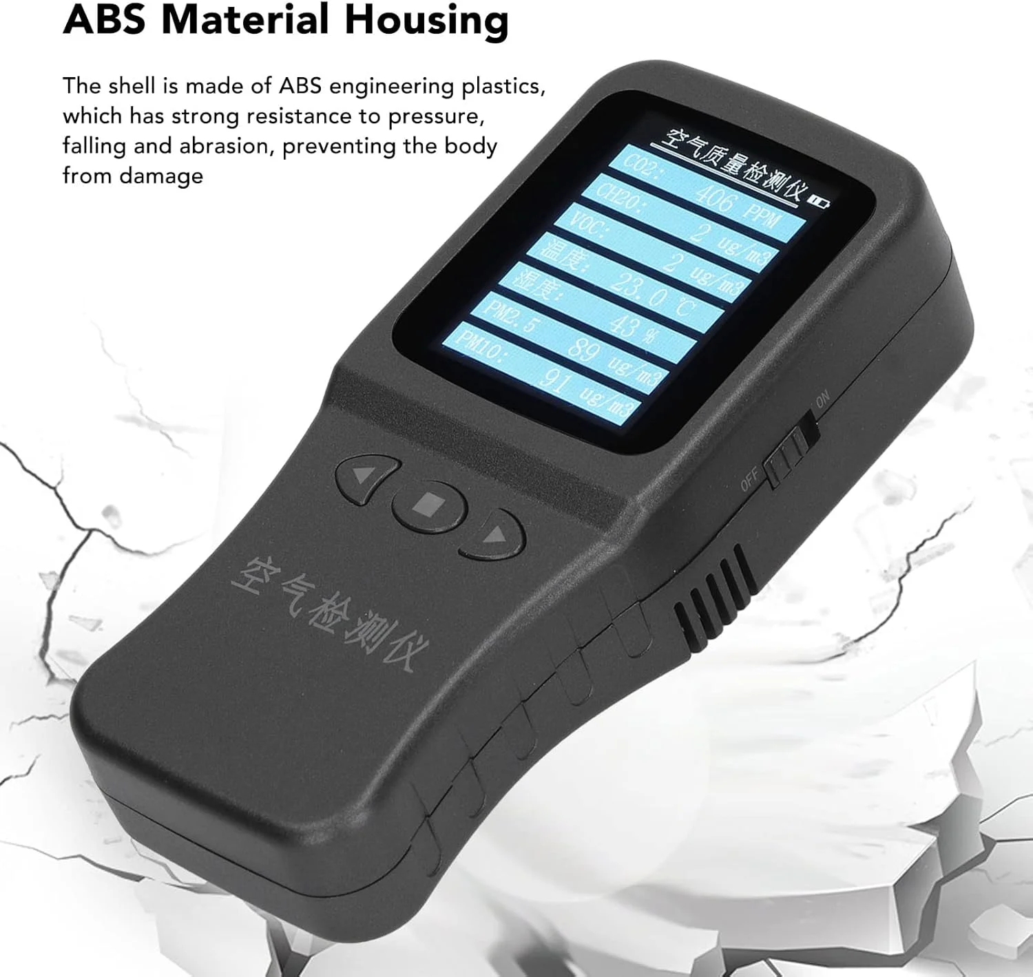 دستگاه سنجش کیفیت هوا گیرول 7 در 1، رطوبت و دما، PM2.5 PM10 VOC CH2O CO2 به همراه پایه نگهدارنده و باتری 3.7 ولت