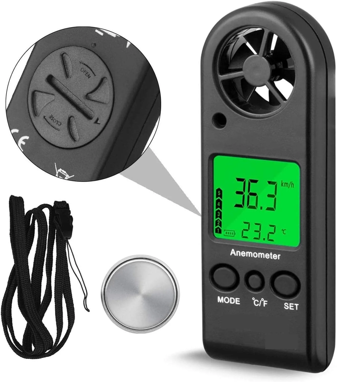 بادسنج دیجیتال ال سی دی کوچک GDJbnyu مدل BT-816B، سرعت سنج باد، تستر جریان هوا، بادسنج هوا یا HVAC CFM مناسب قایق‌رانی