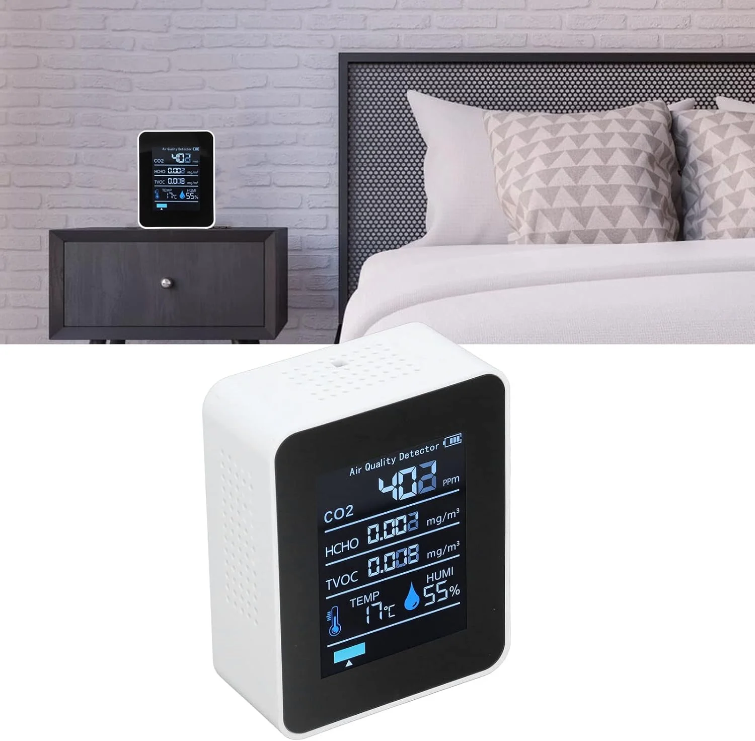 دستگاه تشخیص کیفیت هوا فرن، تستر CO2 با نور پس زمینه برای اتاق خواب و دفتر دستگاه تشخیص کیفیت هوا فرن، تستر CO2 با نور پس زمینه برای اتاق خواب و دفتر