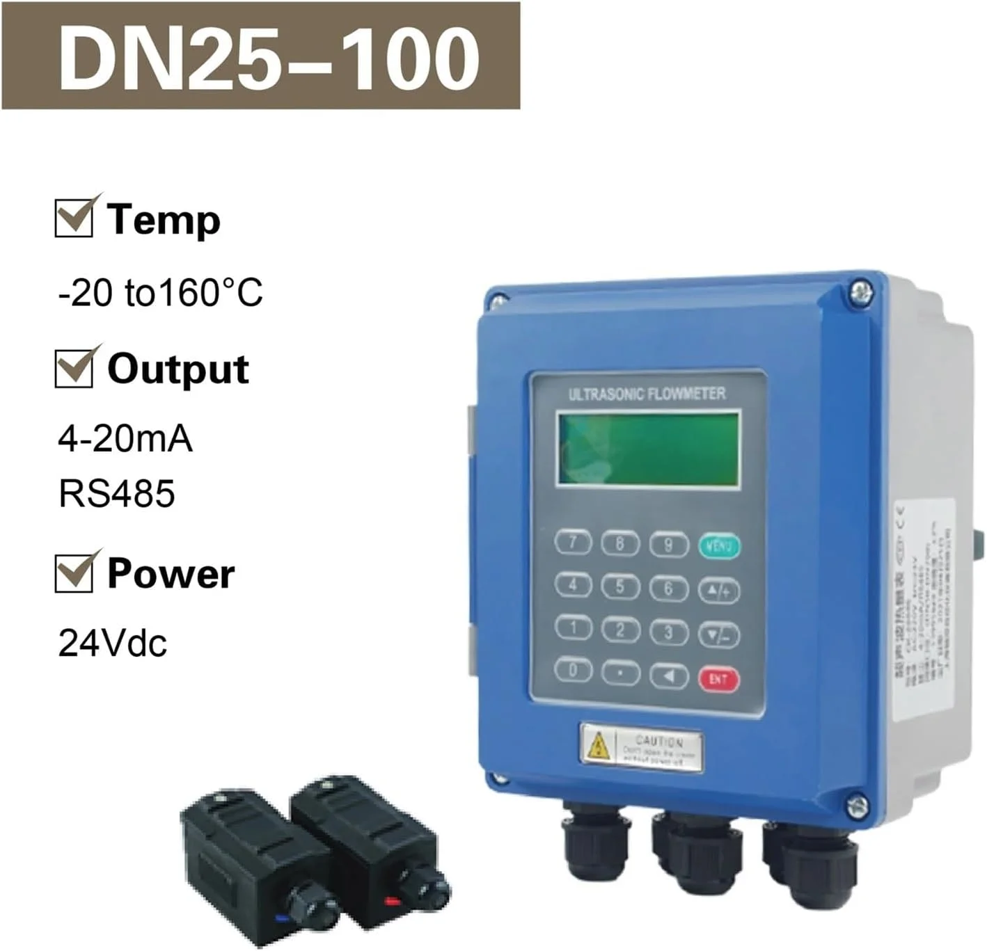 فلومتر، فلومتر التراسونیک، نصب دیواری، فلومتر مایع دیجیتال غیر تهاجمی، RS485، فلومتر لوله 4-20 میلی آمپر (پروب دمای بالا Sl)