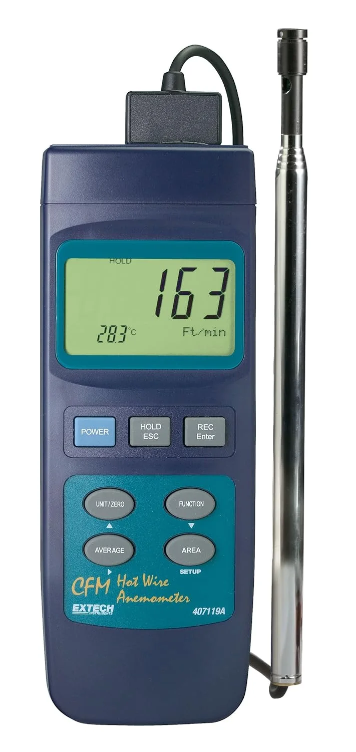 بادسنج حرارتی سیم داغ CFM مدل Extech 407119 با کارایی سنگین