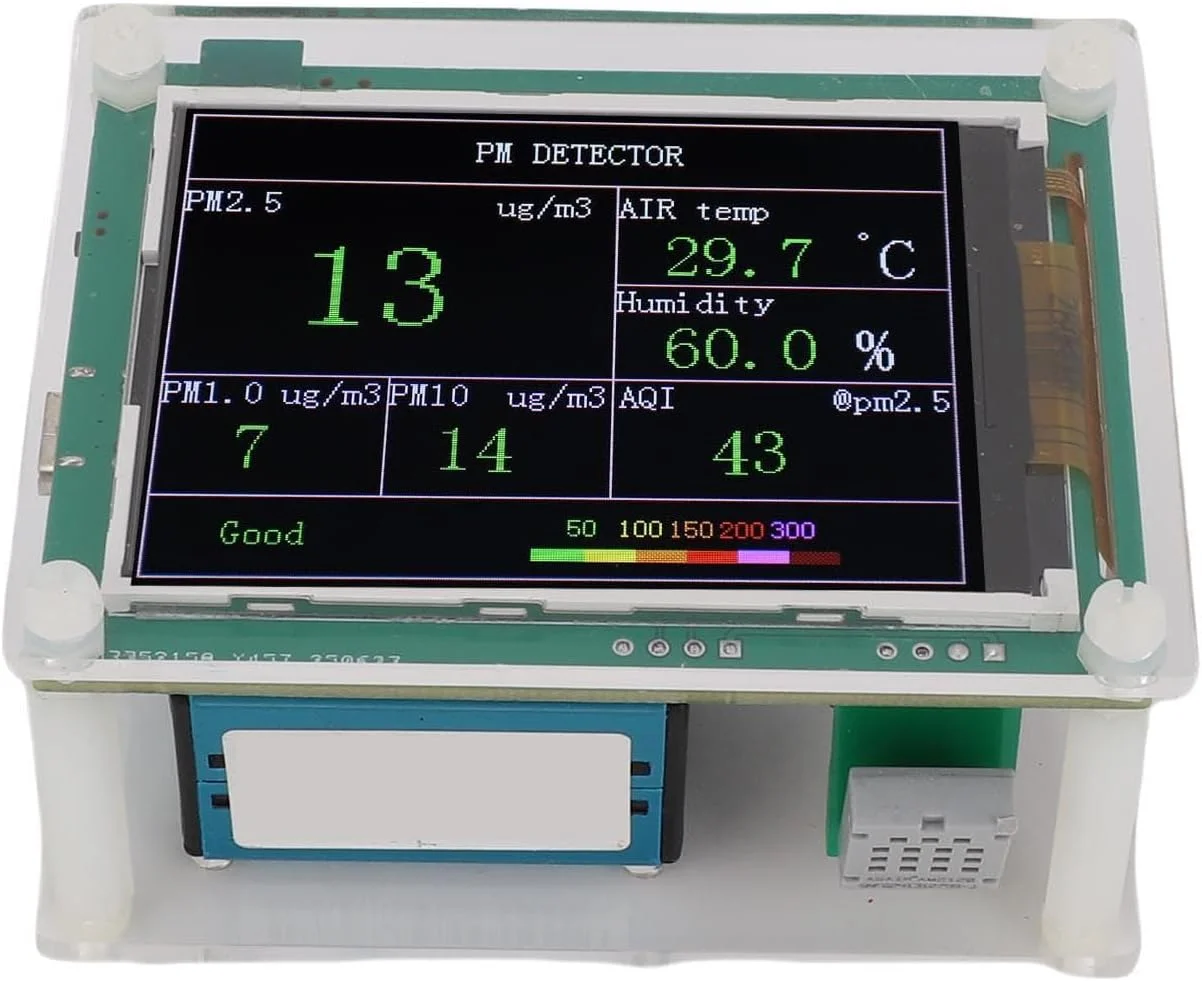 تستر مانیتور کیفیت Eujgoov PM1.0 PM2.5 PM10.0 با صفحه نمایش 2.8 اینچی TFT برای تشخیص دما و رطوبت محیط داخلی
