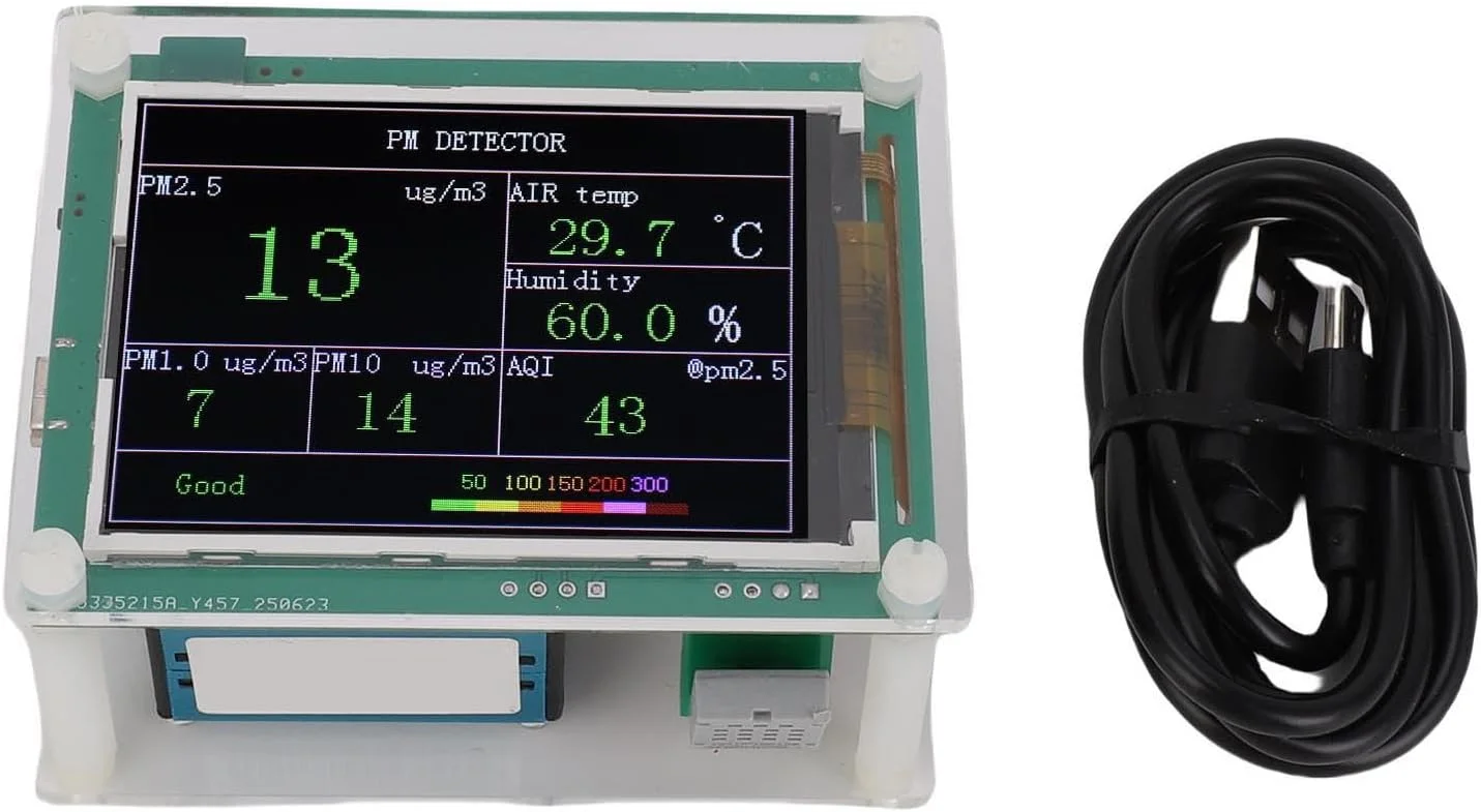 تستر مانیتور کیفیت Eujgoov PM1.0 PM2.5 PM10.0 با صفحه نمایش 2.8 اینچی TFT برای تشخیص دما و رطوبت محیط داخلی