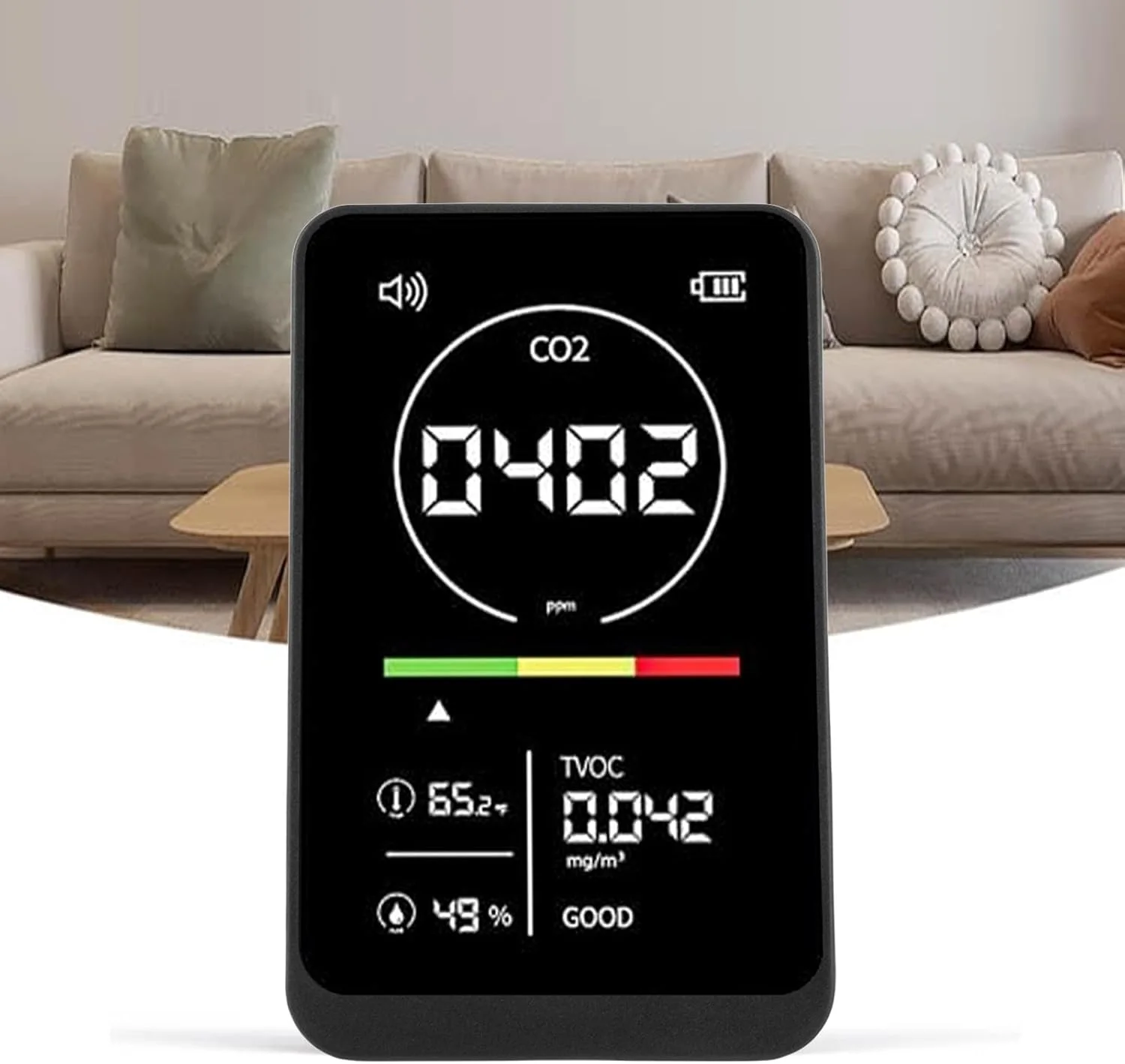 دستگاه سنجش کیفیت هوای Eujgoov، سنسور NDIR 4 در 1، نمایش لحظه ای CO2، TVOC، دما و رطوبت برای خانه، گلخانه، خودرو و کمپینگ دستگاه سنجش کیفیت هوای Eujgoov، سنسور NDIR 4 در 1، نمایش لحظه ای CO2، TVOC، دما و رطوبت برای خانه، گلخانه، خودرو و کمپینگ