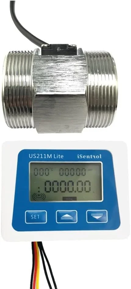 فلومتر ERTUUYD با سنسور جریان DN50 استیل ضد زنگ 304 توربین 10-200 لیتر در دقیقه فلومتر دیجیتال 5 ولت