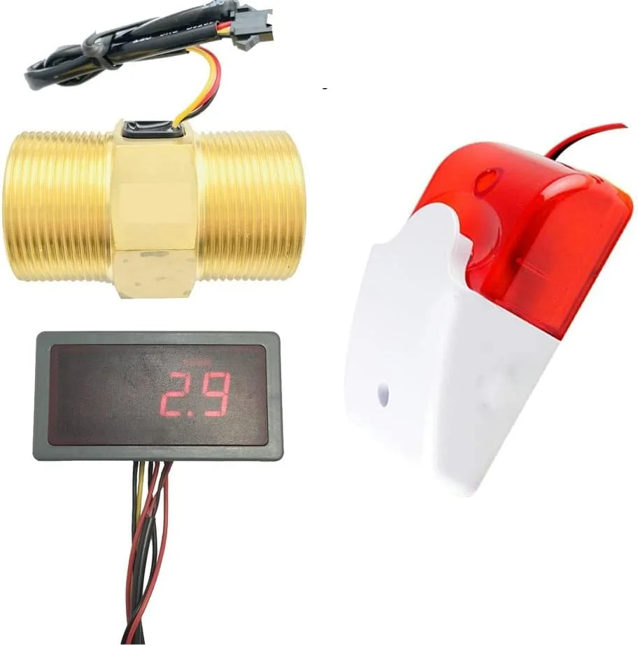 فلومتر دیجیتال DC ERTUUYD و آلارم با سنسور G1 1/2 شمارنده فرکانس برای حفاظت از تعلیق گردش خون