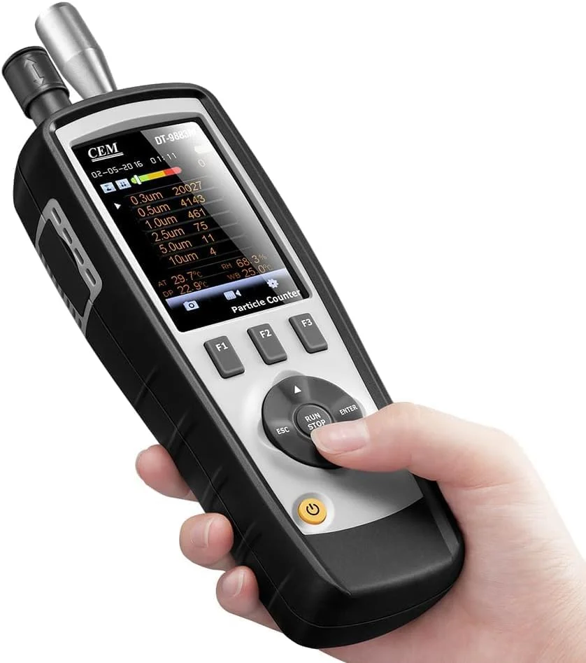 ذره‌شمار اتاق تمیز CEM DT-9883M PM2.5/10 HCHO CO2 TVOC (ذرات هوا 0.3، 0.5، 1.0، 2.5، 5.0، 10 میکرومتر) با پشتیبانی از عکس و دوربین