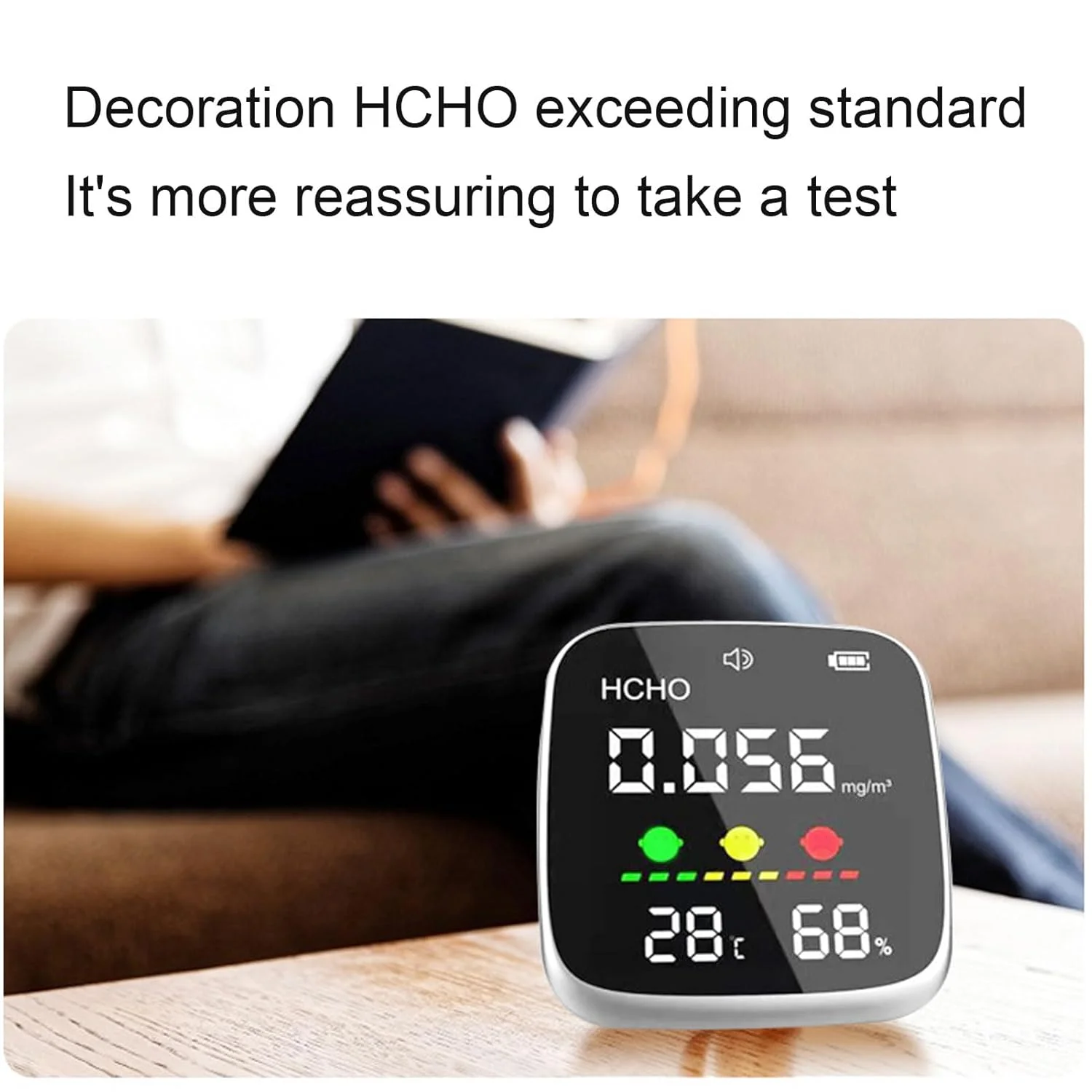 رطوبت سنج دیجیتال Luocute، دماسنج داخلی، سنسور دقیق 3 در 1، مانیتور قابل حمل دیجیتال کیفیت هوای HCHO برای خانه های نوساز و اجاره ای