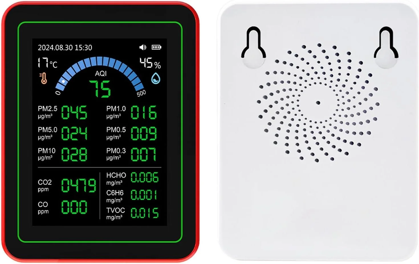 دستگاه سنجش کیفیت هوا Fyearfly 18 در 1، مانیتور کیفیت هوای رومیزی CO2 TVOC HCHO PM2.5 PM10 رطوبت سنج الکترونیکی با قابلیت ذخیره داده، مناسب برای خانه و...