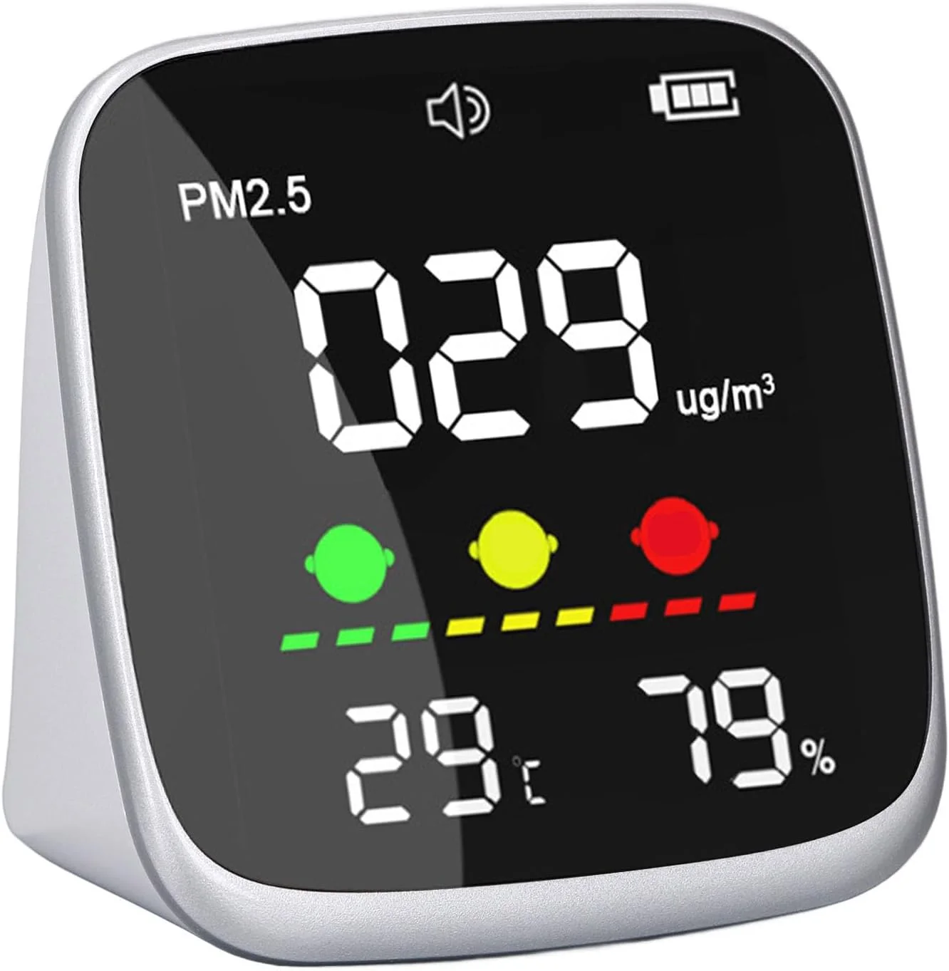 تستر کیفیت هوای رومیزی Fyearfly، محدوده 0-999ug/m³، مانیتور بزرگ LCD کیفیت هوا، آشکارساز قابل حمل PM2.5، مانیتور دما و رطوبت، برای خانه و دفتر