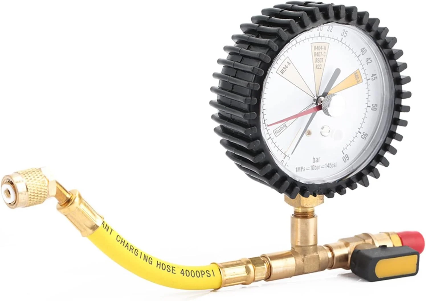 مانیتور فشار مبرد Telituny، مجموعه اندازه گیری منیفولد HVAC، تستر فشار AC -1 تا 60 بار برای R134A R22 R410A، رابط SAE 1/4 اینچ، صفحه 80 میلی متری برای خودرو و