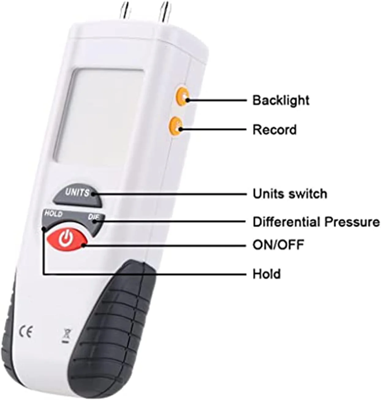 فشارسنج دیجیتال قابل حمل، دستگاه اندازه گیری فشار هوا و گاز، کیت گیج فشار دیفرانسیل دیجیتال حرفه ای