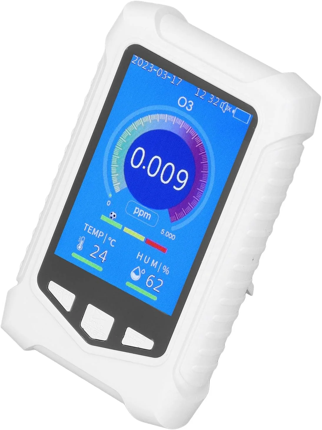 دستگاه سنجش O3 دُماری، مانیتور آلودگی با کیفیت و حساس با شارژ USB و صفحه نمایش رنگی برای تست