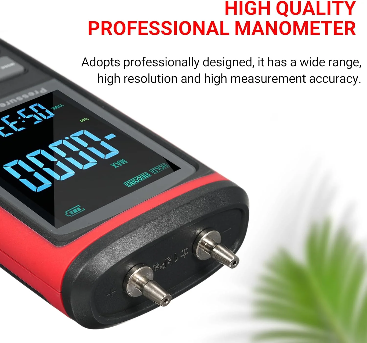 مانومتر دیجیتال Domary GT5101، تستر فشار گاز دو پورت مانومتر، فشارسنج هوای حرفه ای دستی، 13 واحد قابل انتخاب گیج فشار دیفرانسیل، با صفحه نمایش بزرگ LCD
