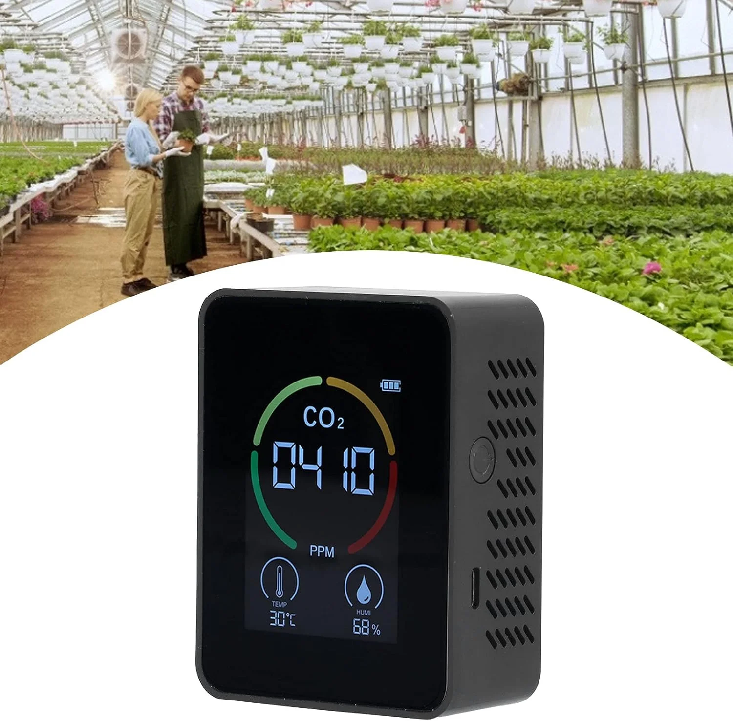 دستگاه تشخیص کیفیت هوا DOKGRYD، شارژ USB، ردیاب دی اکسید کربن با اندازه گیری دقیق برای گلخانه های کشاورزی، انبار، آزمایشگاه، خانواده
