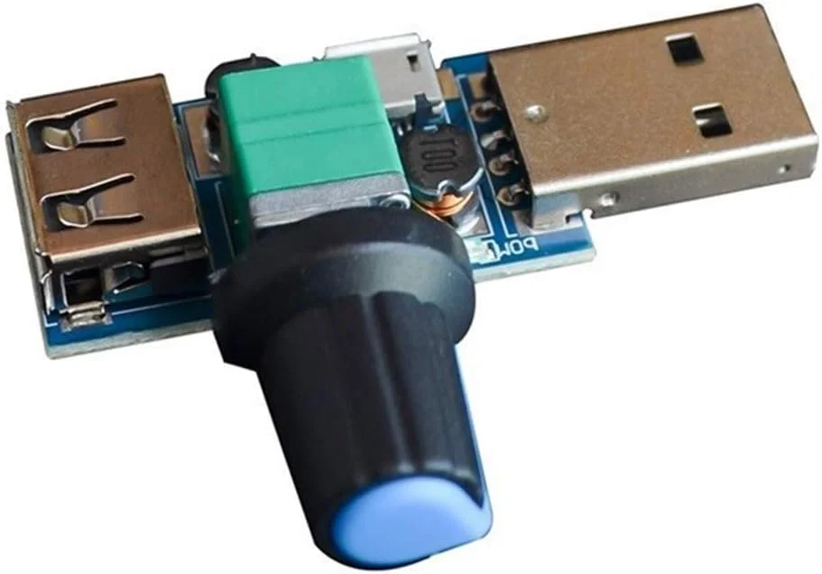 تنظیم کننده سرعت باد فن USB مدل DOKGRYD، تنظیم کننده میزان صدا، بی صدا کننده حرارت، چند حالته، تخت خواب، مینی اداری، محفظه نقطه ای Steuermodul