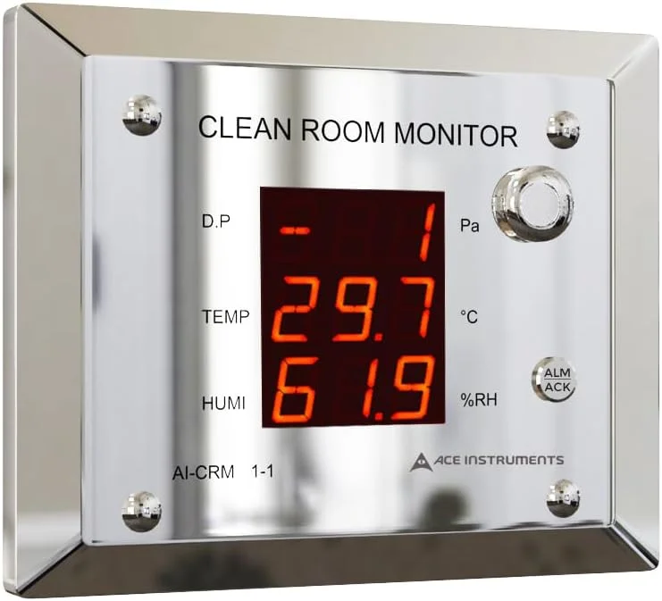 *ارسال فوری 1 روزه* مانیتور اتاق تمیز 3 در 1 (فشار دیفرانسیل، دما، RH) برای اتاق های تمیز دارویی، اتاق های ایزوله، بیمارستان ها مدل: AI-CRM1-1
