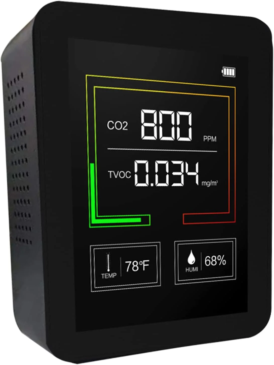دستگاه سنجش دی اکسید کربن، دما/رطوبت، کیفیت هوا، CO2 دیجیتال برای CO2/TVOC، کیت تست دقیق برای خانه و دفتر کار، زمان واقعی
