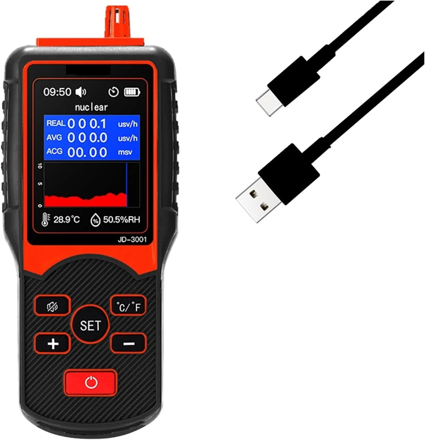 دستگاه اندازه گیری گایگر شمار محافظ EMF مدل DJGwsxu، آشکارساز تشعشعات الکترومغناطیسی، دما/رطوبت با قابلیت خروجی داده JD-3001 برای بازرسی EMF در خانه، دفتر، فضای باز
