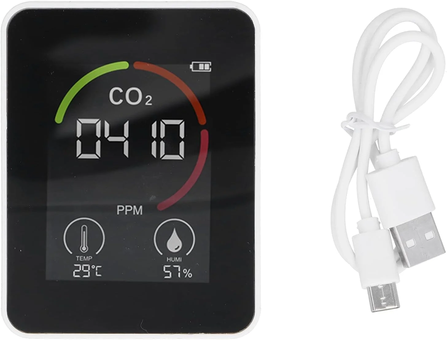 مانیتور کیفیت هوای دی اکسید کربن CO2 با شارژر USB و سنسور تشخیص کیفیت هوا به همراه دما و رطوبت برای خانه، دفتر، باشگاه و خودرو (سفید) مانیتور کیفیت هوای دی اکسید کربن CO2 با شارژر USB و سنسور تشخیص کیفیت هوا به همراه دما و رطوبت برای خانه، دفتر، باشگاه و خودرو (سفید)