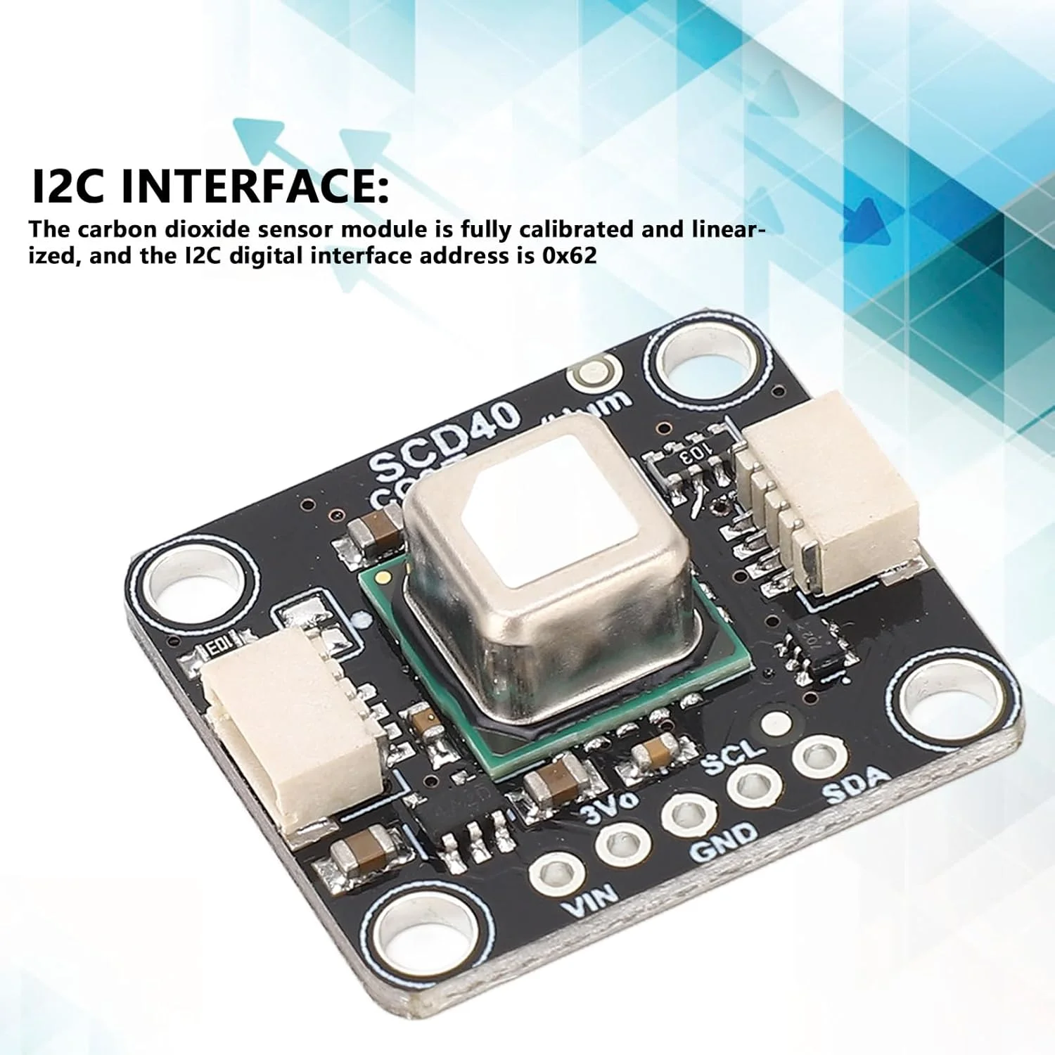 ماژول حسگر دی اکسید کربن CO2 با قابلیت تشخیص دما و رطوبت برای کیفیت هوای داخل خانه و دفاتر