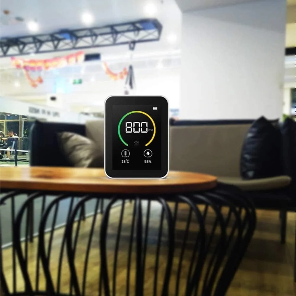 دتکتور دی اکسید کربن، سنسور تشخیص هوا، غلظت گاز، صفحه نمایش رنگی TFT، مانیتور هوشمند کیفیت هوا 400-5000PPM (رنگ: سفید)