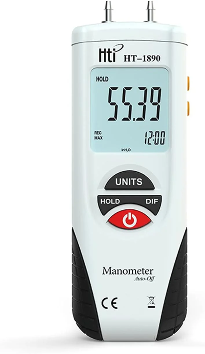 مانومتر دیجیتال مینی ال سی دی، گیج اختلاف فشار هوا ±2Psi با قابلیت نگهداری داده و 11 واحد اندازه گیری