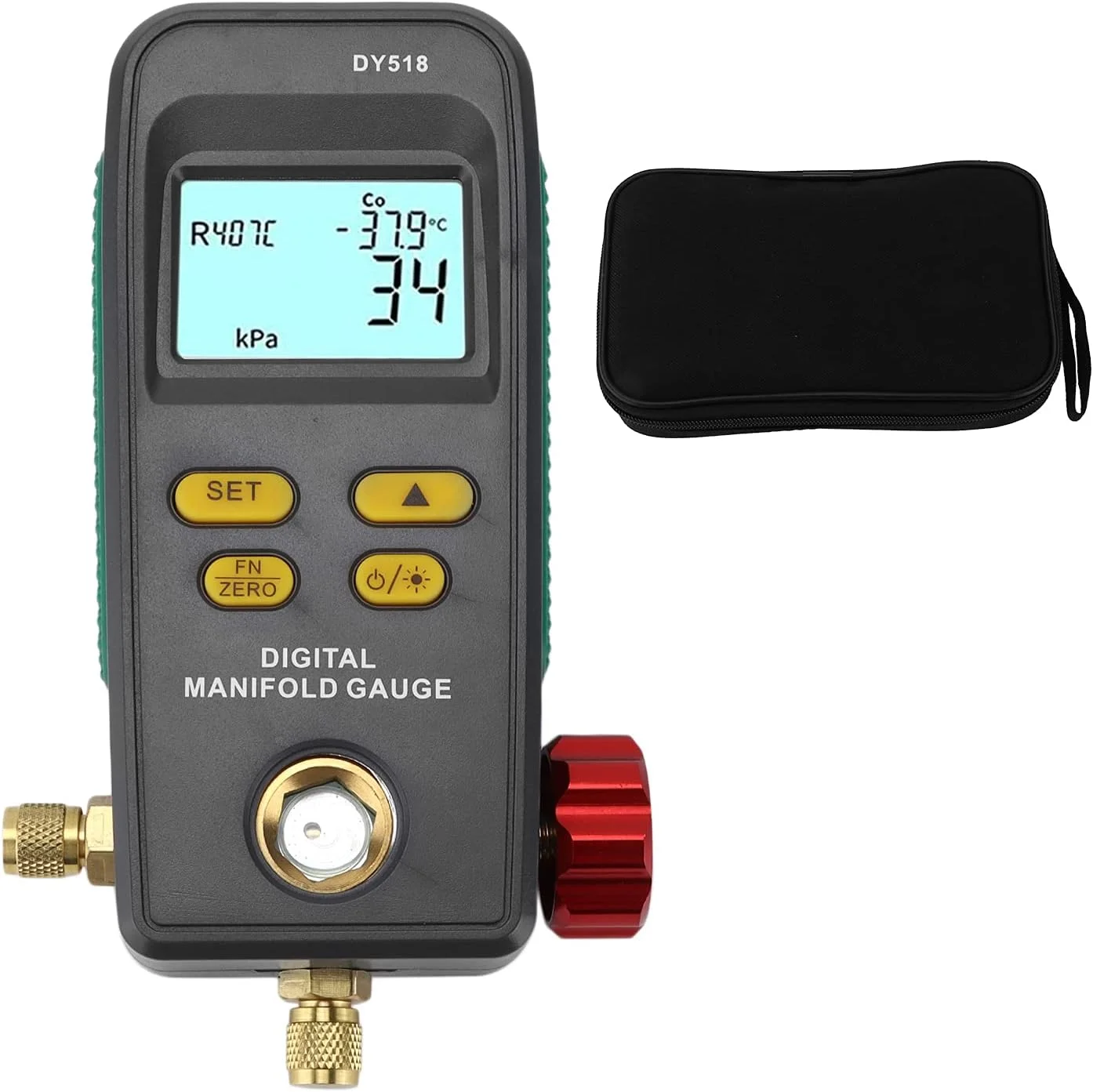 گیج منیفولد دیجیتال، گیج منیفولد دیجیتال تبرید، رابط 1/4 اینچ، نور پس زمینه LCD، تستر خلاء A/C